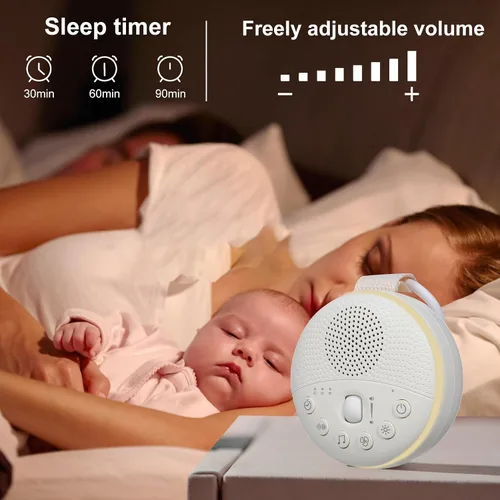Vista 2 de Máquina de ruido blanco: máquina de sonido portátil con luz nocturna suave para bebés y adultos Máquina de sonido para dormir con 3