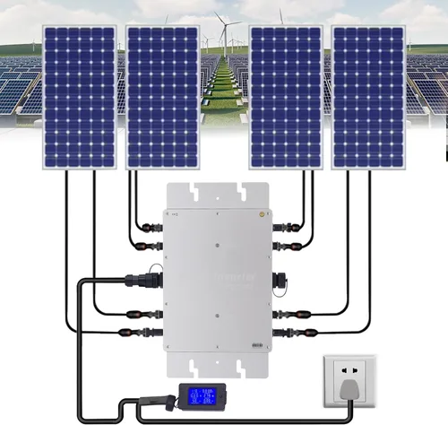 Vista 2 de Inversor solar, inversor de aleación de aluminio de 1200 W con pantalla LCD, inversor de onda sinusoidal pura, kit de inversor solar para paneles