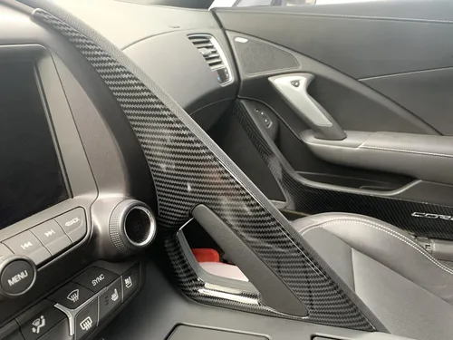 Vista 5 de Para C7 Corvette Fibra de Carbono Control Central Reposabrazos Cubierta Accesorios para 2014-2019 Chevrolet Corvette C7 3M Tape Easy to install
