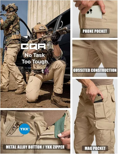 Vista 7 de CQR - Pantalones tácticos tipo cargo para hombre, tejido ripstop, resistentes al agua, ligeros, para uso diario, trabajo, senderismo o exteriores