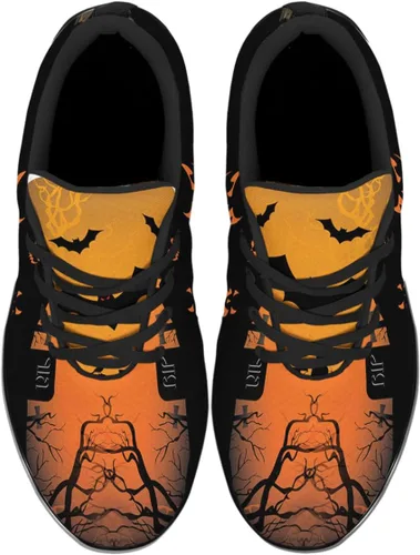 Vista 2 de Sonzj-II Divertidos zapatos de Halloween para hombres y mujeres, tenis deportivos transpirables y casuales