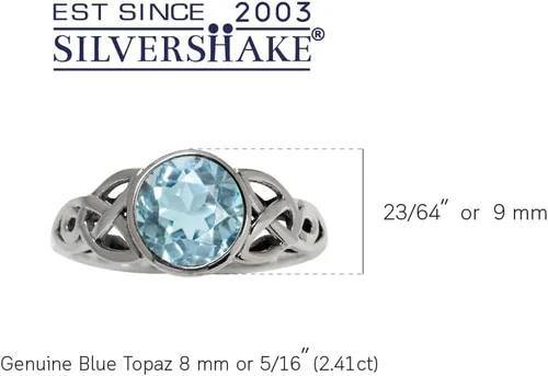 Vista 2 de Silvershake Anillo de nudo celta Trinity Triquetra de plata de ley 925 con piedras preciosas auténticas de 0.315 in