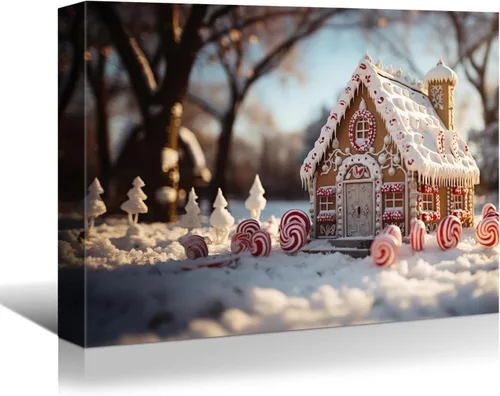 Vista 12 de BANHUA1 Lienzo decorativo de pared de Navidad, pósteres de pintura para decoración del hogar, arte de pared, impresiones en lienzo HD