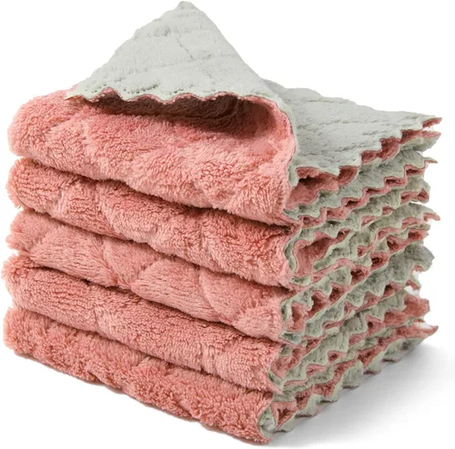 Vista 11 de kimteny Paños de limpieza de cocina, paños de microfibra, sin pelusas, reutilizables, para el hogar, súper absorbentes, de secado rápido, 10 x 10