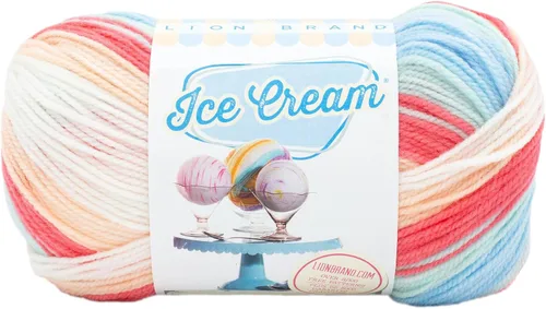 Vista 14 de Lion Brand Yarn, Hilo para Bebé Ice Cream para tejer, ganchillo y manualidades, Baseball Nut, 1 paquete, fibra acrílica colorida de peso DK