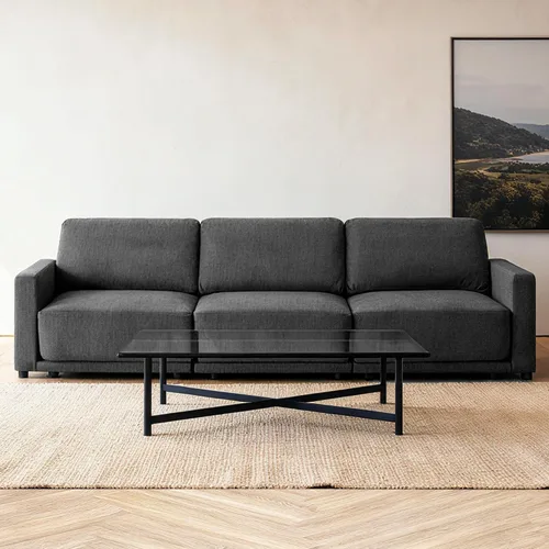 Vista 15 de Sofá modular de 79 pulgadas para sala de estar pequeña, sofá moderno en forma de L con otomana, juego de sofá de felpilla de 3 piezas para muebles