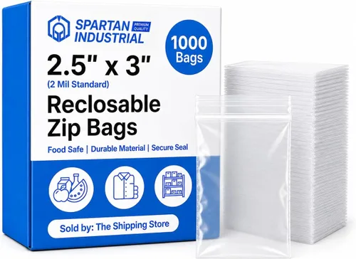 Vista 11 de Spartan Industrial - Bolsas pequeñas con cremallera de 1 x 1 pulgada (1000 unidades) - Mini bolsas de polietileno transparentes con cierre