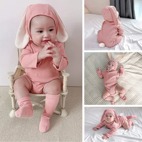 Vista 2 de AGQT Babys Bunny Costume Easter Halloween Outfit Set Size 0-24 Months