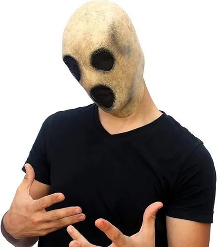 Vista 4 de Eioflia Máscara facial espeluznante pálida de Halloween, disfraz de calavera fantasma, disfraz de cosplay de fiesta de Halloween, máscara facial