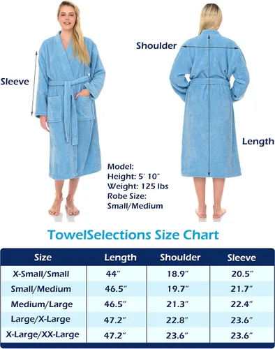 Vista 6 de TowelSelections Bata de baño tipo kimono de tela de rizo 100% algodón para mujer