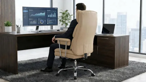 Vista 7 de Big and Tall Office Chair 500LBS Heavy Duty Executive Office Chair PU Leather Computer Gaming Chair with Lumbar Support(Beige)