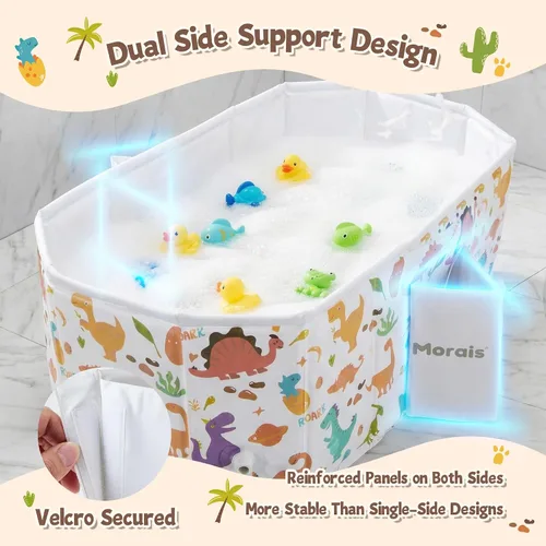 Vista 3 de MORAIS Bañera plegable para bebé, bañera para niños pequeños para ducha Blanco