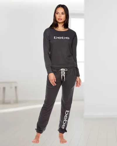 Vista 5 de bebe Womens Pajama Sets - French Terry Plus Size Pajamas for Women with LS Pullover and PJ Pant with Pockets