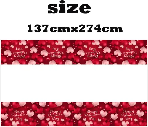 Vista 2 de Atvscay Mantel de San Valentín con diseño de corazón rojo intenso, impermeable, de plástico, rectangular, desechable, para el día de San Valentín