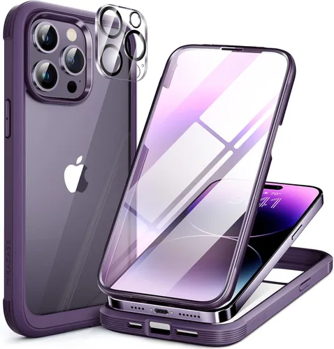 Vista 111 de Miracase - Funda magnética para iPhone 13 Pro Max de 6.7 pulgadas (compatible con MagSafe), transparente, completo, protector de pantalla de vidrio