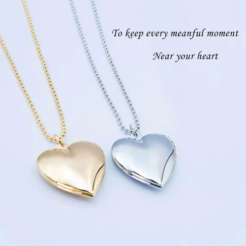 Vista 5 de POWER WING Collar con medallón de corazón para mujeres y niñas que sostiene fotos conmemorativas, medallón de fotos lindo, divertido regalo