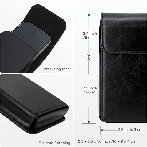 Vista 6 de Funda con clip para cinturón para iPhone 17, 17 Pro, 16, 16 Pro, 15, 15 Pro, 14, 14 Pro, 13, 13 Pro, 12, Galaxy S25, S24, S23, Funda de cuero