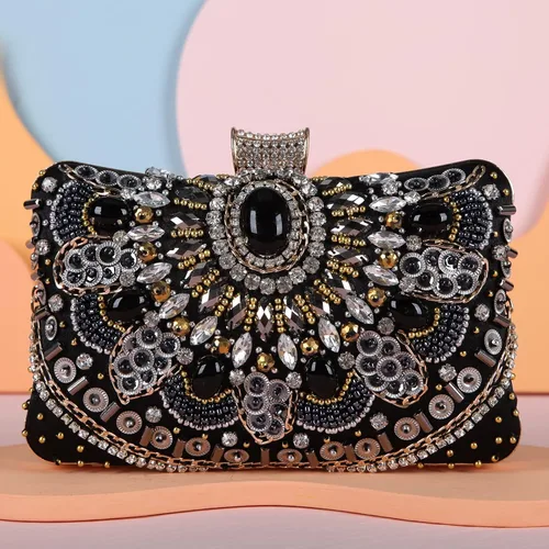Vista 3 de Fawziya Evening Purse Crystal Beaded Pearl Big Clutch Bags For Women Clutches