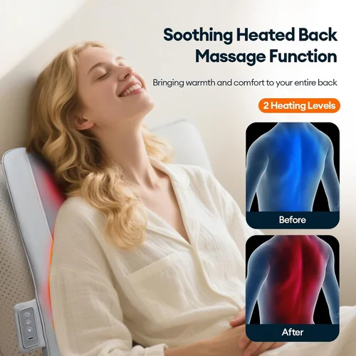 Vista 5 de Masajeador de espalda completa: masaje Shiatsu 3D de espalda y cuello con calor - Regalo de masaje inalámbrico con calefacción de espalda baja