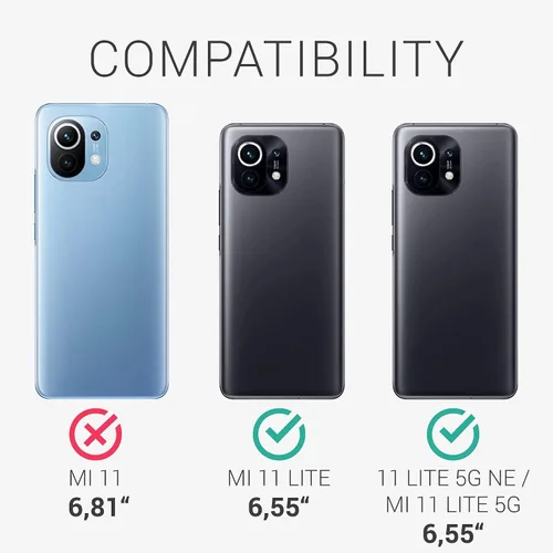 Vista 6 de kwmobile Funda compatible con Xiaomi 11 Lite (5G) NE/Mi 11 Lite (5G) - Funda de silicona TPU con acabado suave - Gris Verde