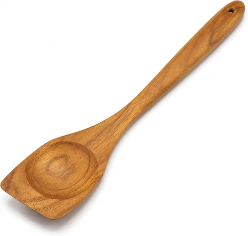 Vista 7 de FAAY Picador de madera a mano izquierda: picador de carne de teca de 13.5 pulgadas para cocinar a mano izquierda, herramienta de borde plano