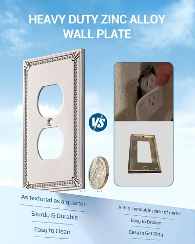 Vista 4 de DEWENWILS Sunken Pearls - Placa decorativa de pared para interruptor, cubierta para tomacorrientes, receptáculo de duplex simple