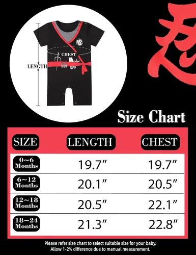 Vista 6 de Disfraz de ninja para bebé, 2 piezas, algodón, conjunto de ropa estampada para bebés, 0-24 meses