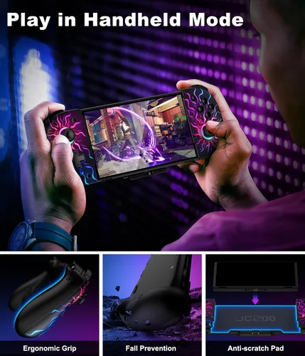 Vista 5 de NinABXY Hall Effect Joystick Controller for Nintendo Switch/OLED, Wireless One-Piece Handheld Switch Joypad - Macro, Ergonomic Grip, Turbo, Flame