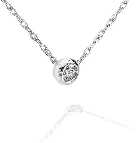 Vista 2 de Kobelli - Collar con bisel de diamante solitario en oro de 14 quilates (cadena de 18.0in)