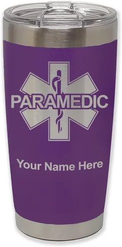 Vista 23 de LaserGram Vaso aislado al vacío de 20 onzas, paramédico, grabado personalizado incluido (negro) Engraved Gift for Paramedics, Vacuum Insulated