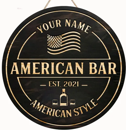 Vista 23 de Artsy Woodsy Placa de madera personalizada para bar pub (no tallada) Accesorios de decoración de pared y puerta, letrero rústico de bar, letrero