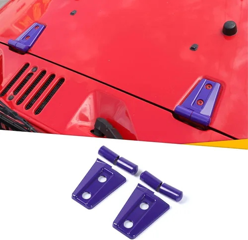 Vista 11 de 2 piezas de cubierta de bisagra de capó y accesorios de moldura para Jeep Wrangler JK y Unlimited 2007-2018 (Negro)