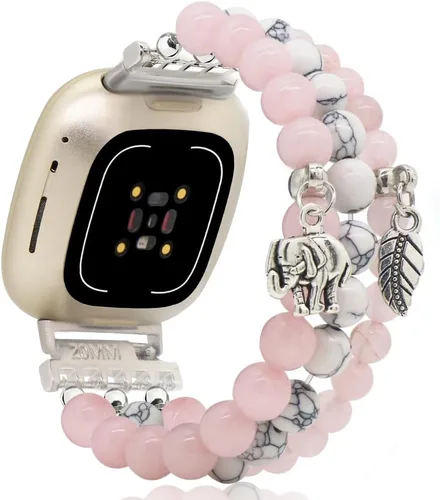 Vista 20 de C&L Accessories Pulseras compatibles con bandas Fitbit Versa 3/Versa 4/Fitbit Sense 2/Bandas Sense para mujeres y hombres con cuentas de piedras