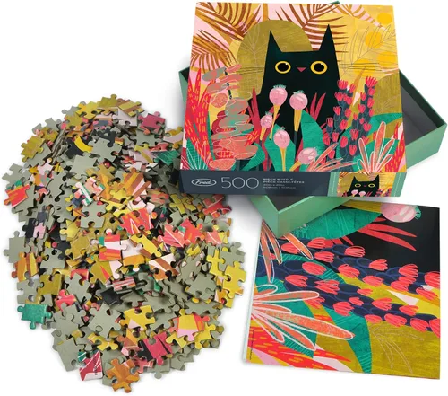Vista 2 de Genuino gato negro Fred por Karen Obuhanych - Rompecabezas de 500 piezas