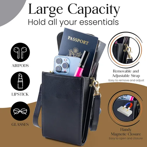 Vista 2 de Classico - Bolso cruzado pequeño para mujer, bolso cruzado para teléfono, tarjetas, accesorios