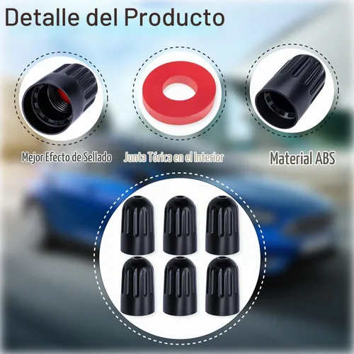 Vista 4 de 10 piezas de tapas de válvula de neumático TPMS con vástago largo, tapas de válvula de rueda de plástico negro para TPMS TR20008, tapas de vástago