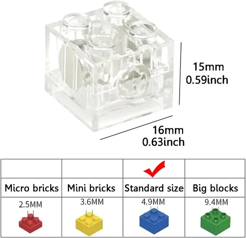 Vista 7 de Pamvava Paquete de accesorios de kits de ladrillos iluminados, 14 piezas de bloques de construcción LED transparentes clásicos de 2 x 2, compatibles