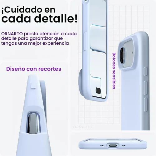 Vista 5 de ORNARTO Funda para iPhone Air de 6.5 pulgadas, silicona líquida delgada de 3 capas de goma de gel suave a prueba de golpes con forro de microfibra