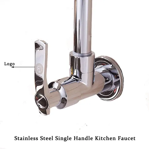 Vista 5 de Inchant Grifo de fregadero de agua fría – Grifo de barra de acero inoxidable de montaje en pared de arco alto de un solo mango para cocina, jardín