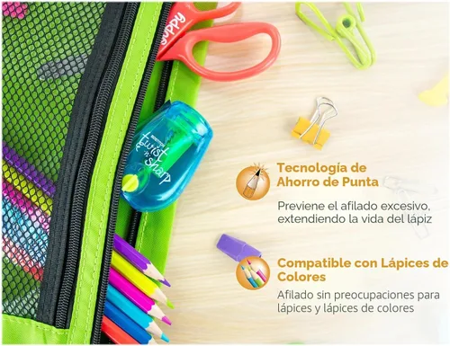 Vista 3 de Bostitch Sacapuntas de oficina, bandeja Twist-N-Sharp, fácil de abrir, perfecto para niños, funciona con lápices de colores y lápices de maquillaje