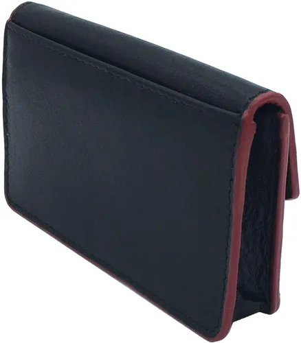 Vista 5 de Titular de la tarjeta RFID personalizado negro/rojo de cuero genuino