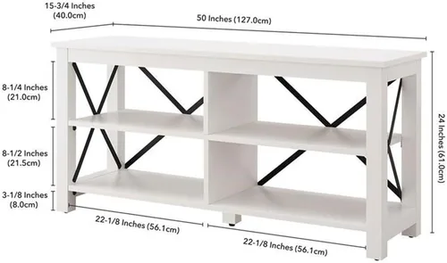 Vista 3 de Henn&Hart Soporte rectangular de TV para televisores de hasta 55 pulgadas en blanco, soportes de TV para la sala de estar