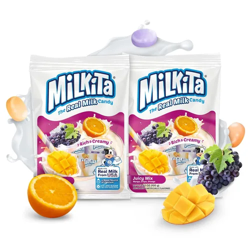 Vista 28 de Milkita Caramelo cremoso de leche de plátano – Dulces saludables bajos en azúcar con leche real para niños y adultos – Caramelos sin grasa y sin