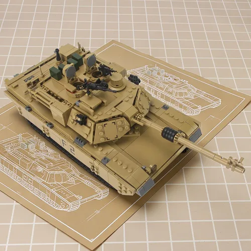 Vista 8 de M1A2 Abrams - Juego de construcción de tanques, modelo militar moderno a escala 1:28 con figuras de soldado, tanque 2 en 1 y vehículo blindado