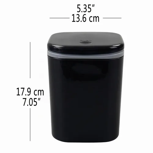 Vista 2 de Begale Mini cubo de basura de plástico de 0.5 galones, pequeño bote de basura con tapa Negro