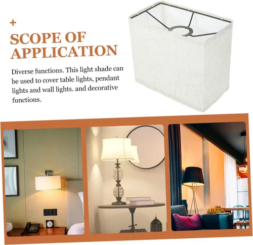 Vista 9 de Kichvoe Pantalla de lino beige para enchufe de luz E27, pantalla rectangular para lámpara de pie, cubierta de lámpara de tela extraíble para uso