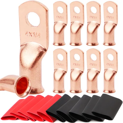 Vista 48 de TKDMR - Kit de 264 piezas de extremos de cable de batería, 132 piezas de terminales de anillo de lengüetas de cable de cobre resistentes AWG 8 6 4 2