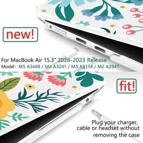 Vista 2 de TWOLSKOO Funda para MacBook Air de 15 pulgadas 2025 2024 2023 Release M4 A3241 M3 A3114 M2 A2941, carcasa rígida de plástico, protector de pantalla