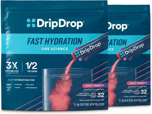 Vista 10 de DripDrop ORS Hydration - Paquetes de electrolitos en polvo - uva, ponche de frutas, limonada de fresa, cereza, 32