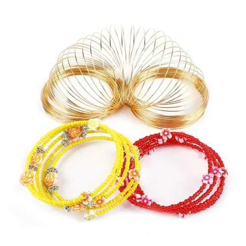 Vista 5 de Huwujiu Pulsera de alambre de 400 lazos para joyería con cuentas de memoria de alambre de acero con memoria para creación de arte, pulsera, collar
